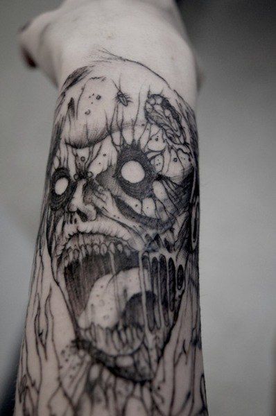 Skull scary tattoo