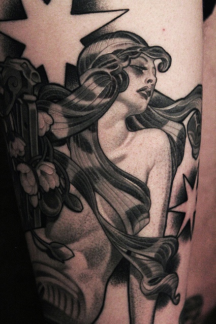 Star and girl tattoo by James Spencer Briggs