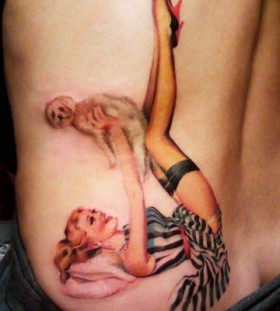 Woman and dog tattoo by Amanda Wachob
