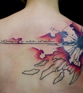 abstract watercolor back tattoo by klaim