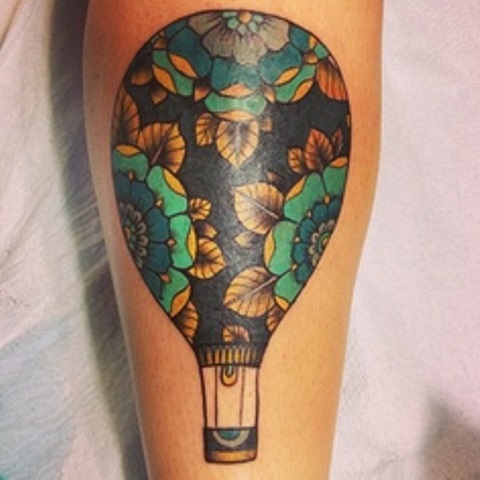 alice carrier tattoo flowery hot air balloon