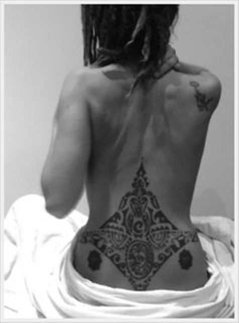 back tattoo design for women tribal piece