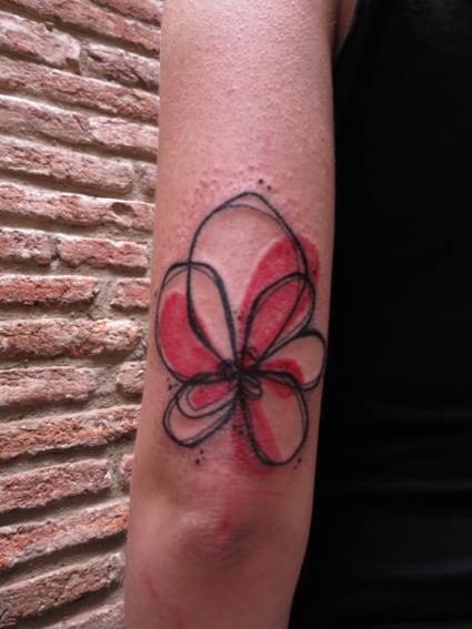 black and red flower tattoo by matik