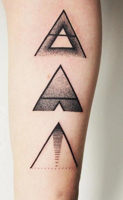 black ink equilateral triangles tattoo