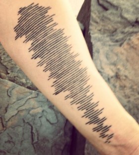 black ink sound waves tattoo
