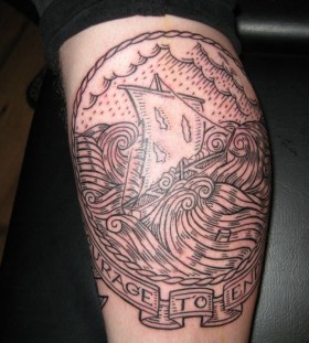 duke riley tattoo boat on storm