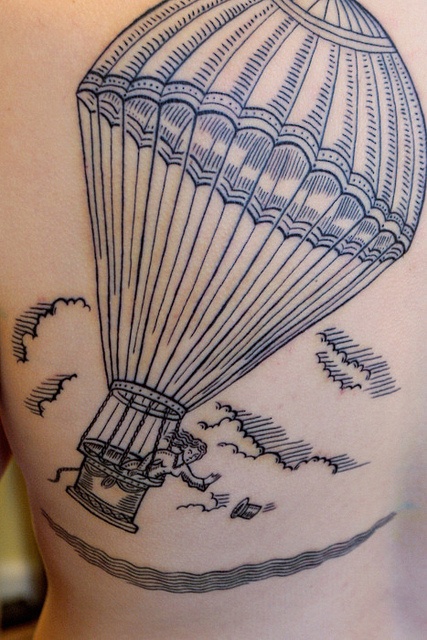 duke riley tattoo hot air balloon over water
