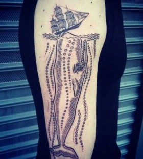 duke riley tattoo huge whale under sailboat
