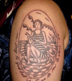 duke riley tattoo pray to god but continue to row to shore