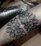 floral and diamond design tattoo by M-X-M