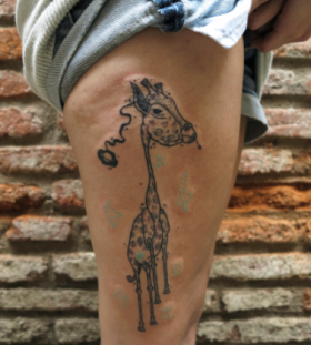 giraffe tattoo by matik