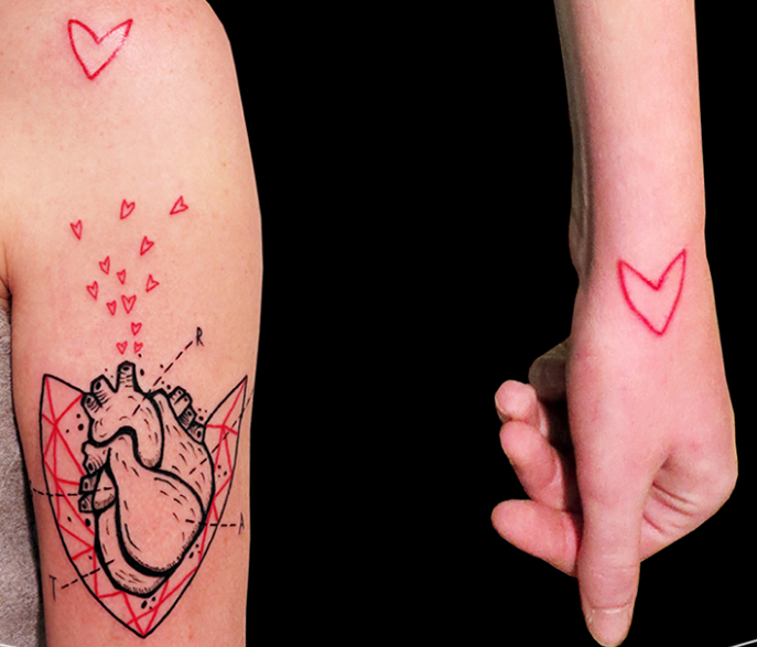heart tattoo on arm by matik