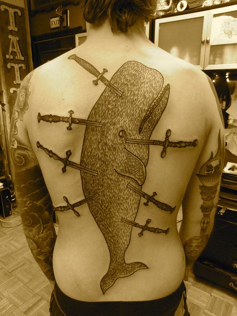 liam sparkes tattoo stuck swords in whale’s body
