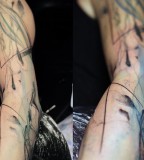 marta lipinski abstract full arm tattoo