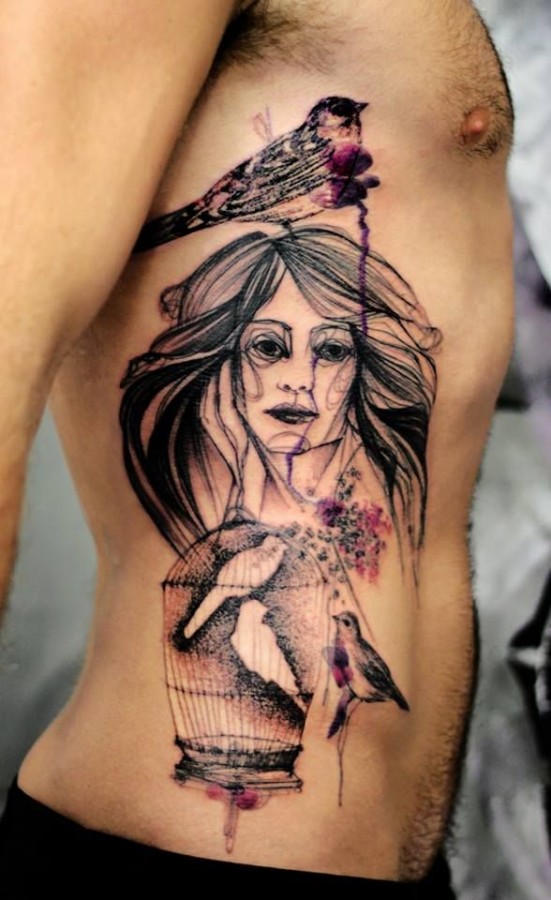 marta lipinski woman and birds tattoo