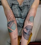 modern tattoo birds on arms