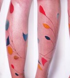 modern tattoo branch with colorful leaves