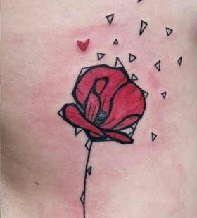 poppy tattoo on ribs by matik