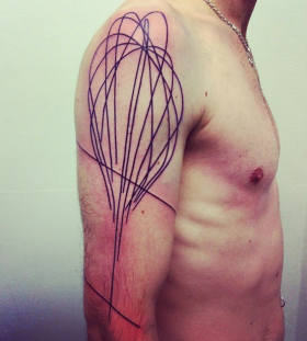 seb inkme black line work tattoo on arm