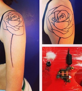 seb inkme black rose line work tattoo