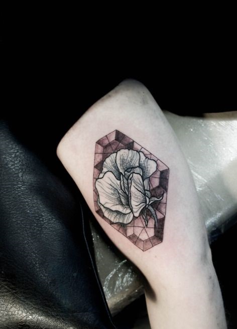stained glass flower tattoo by M-X-M
