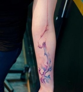 watercolor inside arm tattoo by klaim