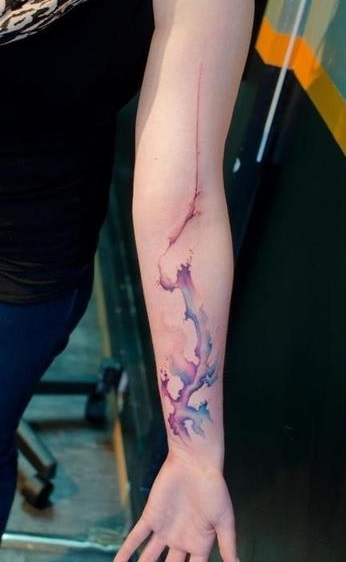 watercolor inside arm tattoo by klaim