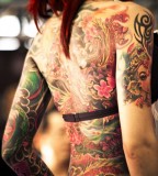 Colorful back tattoo