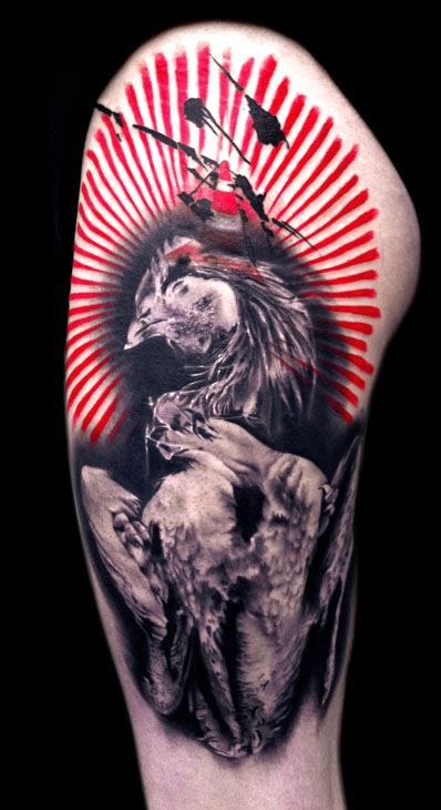 Glorious chicken tattoo by Volko Merschky