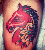Red horse tattoo by Josh Stephens