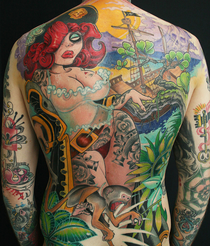 A full back tattoo by Jee Sayalero
