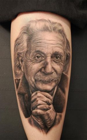 Albert Einstein photorealistic tattoo