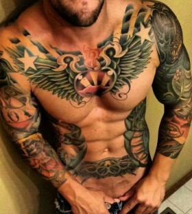 Amaizing man chest tattoo