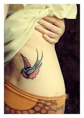 Awesome bird hip tattoo