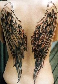 Back angel wings tattoo