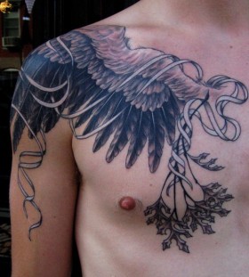 Beautiful black wings tattoo