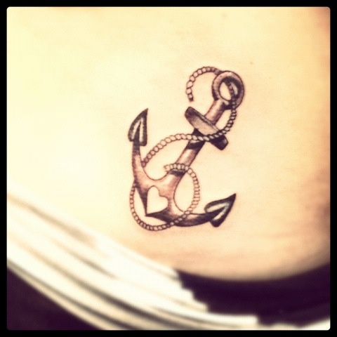 Black and white anchor tattoo