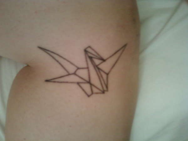 Black bird origami tattoo