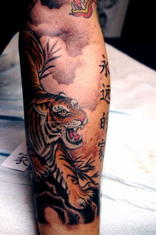 Chinese tiger tattoo by Corey Miller