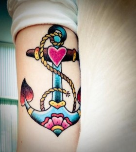 Colorful anchor tattoo