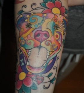Colorful dog tattoo
