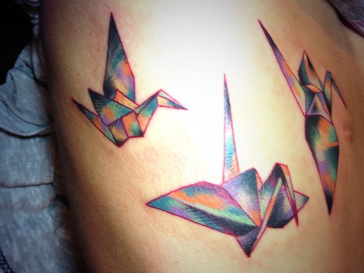 Colorful origami tattoo
