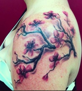 Colorful tree tattoo by Mel Wink