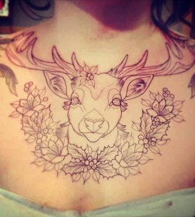 Cute deer chest tattoo