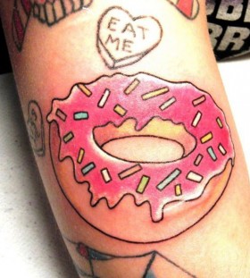 Doughnut food tattoo