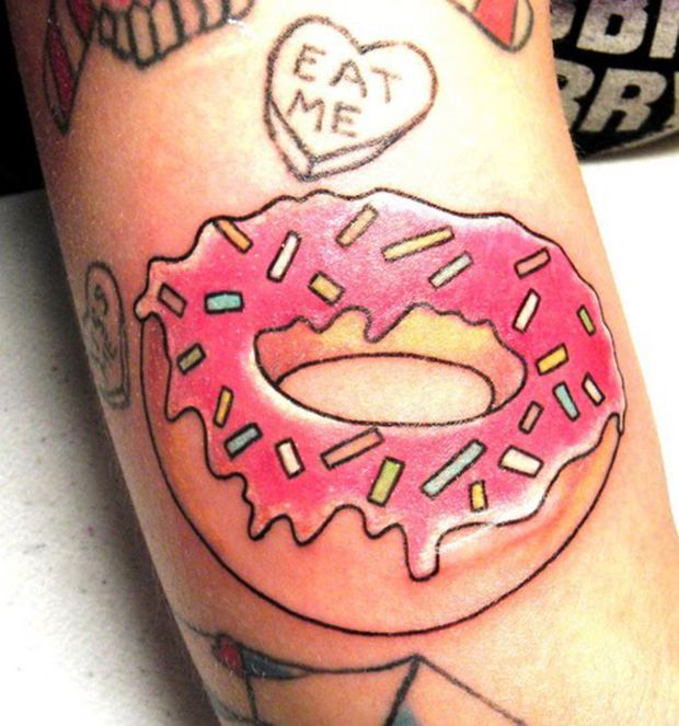 Doughnut food tattoo