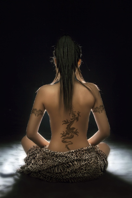 Dragon tattoo meditation girl