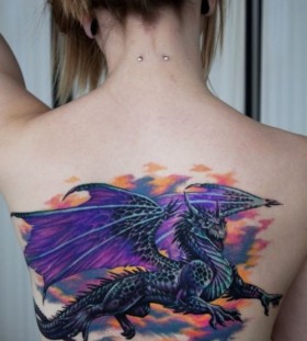 Dragon tattoo violet on the back