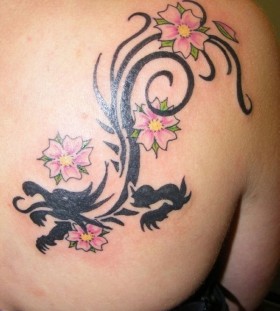 Dragon tattoo with flowers