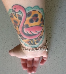 Flamingo and leopard tattoo